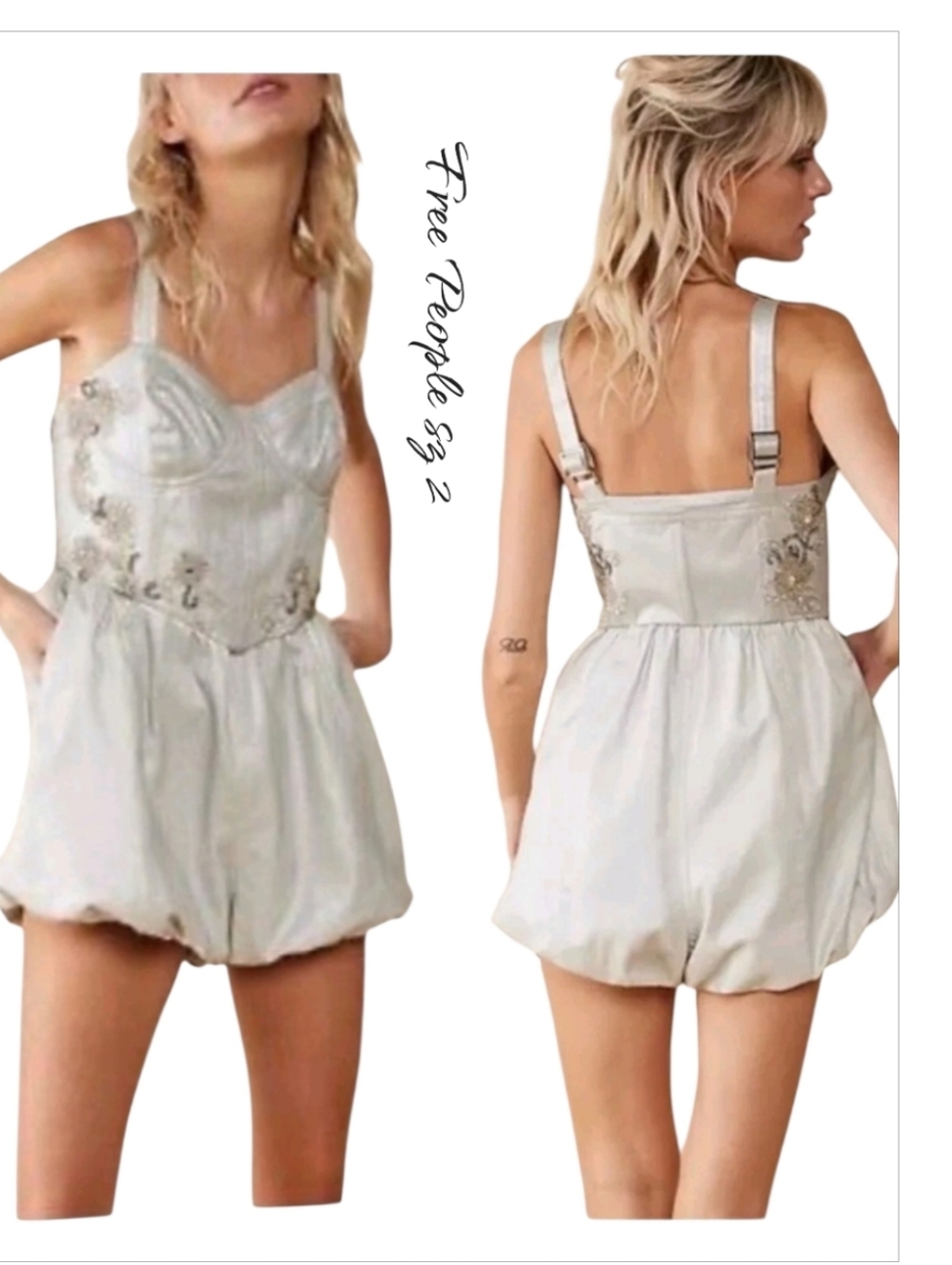NWT Free People Silver Mettalic Romper sz 2